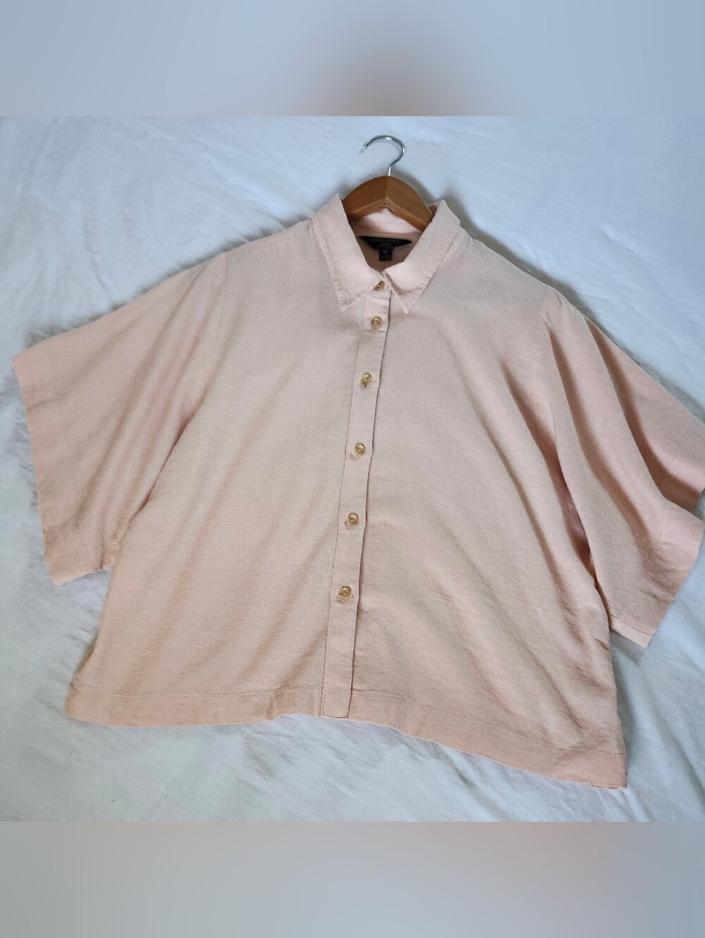 Banana Republic Linen Blend Pink Button Down Shirt